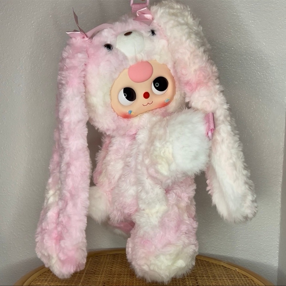 Baby three 400% hug me backpack - pink/white bunny